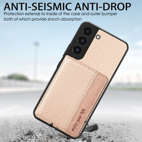 Carbon Fiber Magnetic Card Wallet Bag Phone Case, For Samsung Galaxy S22 5G, For Samsung Galaxy S22+ 5G, For Samsung Galaxy S22 Ultra 5G, For Samsung Galaxy S21 5G, For Samsung Galaxy S21+ 5G, For Samsung Galaxy S21 Ultra 5G, For Samsung Galaxy S20 FE ...