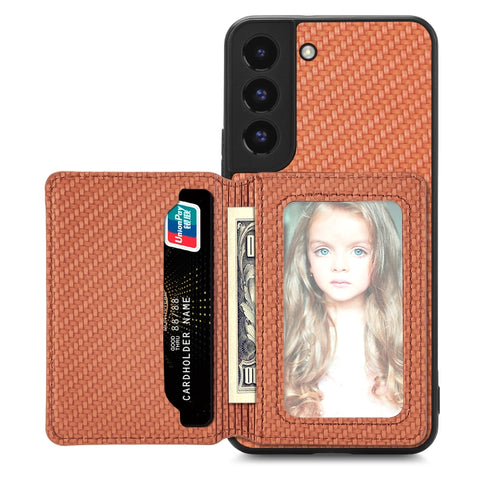 Carbon Fiber Magnetic Card Wallet Bag Phone Case, For Samsung Galaxy S22 5G, For Samsung Galaxy S22+ 5G, For Samsung Galaxy S22 Ultra 5G, For Samsung Galaxy S21 5G, For Samsung Galaxy S21+ 5G, For Samsung Galaxy S21 Ultra 5G, For Samsung Galaxy S20 FE ...