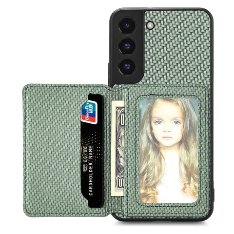 Carbon Fiber Magnetic Card Wallet Bag Phone Case, For Samsung Galaxy S22 5G, For Samsung Galaxy S22+ 5G, For Samsung Galaxy S22 Ultra 5G, For Samsung Galaxy S21 5G, For Samsung Galaxy S21+ 5G, For Samsung Galaxy S21 Ultra 5G, For Samsung Galaxy S20 FE ...