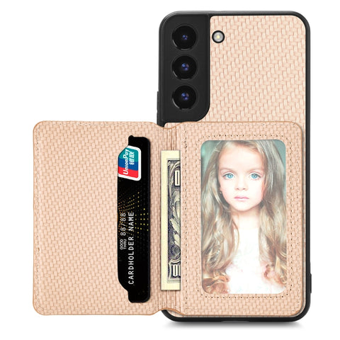 Carbon Fiber Magnetic Card Wallet Bag Phone Case, For Samsung Galaxy S22 5G, For Samsung Galaxy S22+ 5G, For Samsung Galaxy S22 Ultra 5G, For Samsung Galaxy S21 5G, For Samsung Galaxy S21+ 5G, For Samsung Galaxy S21 Ultra 5G, For Samsung Galaxy S20 FE ...
