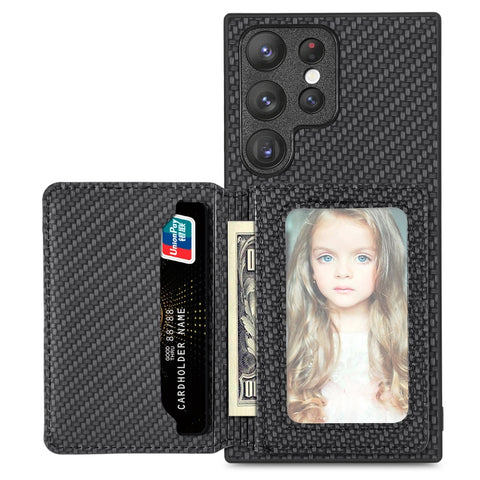 Carbon Fiber Magnetic Card Wallet Bag Phone Case, For Samsung Galaxy S22 5G, For Samsung Galaxy S22+ 5G, For Samsung Galaxy S22 Ultra 5G, For Samsung Galaxy S21 5G, For Samsung Galaxy S21+ 5G, For Samsung Galaxy S21 Ultra 5G, For Samsung Galaxy S20 FE ...
