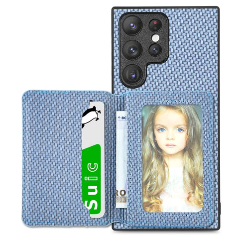 Carbon Fiber Magnetic Card Wallet Bag Phone Case, For Samsung Galaxy S22 5G, For Samsung Galaxy S22+ 5G, For Samsung Galaxy S22 Ultra 5G, For Samsung Galaxy S21 5G, For Samsung Galaxy S21+ 5G, For Samsung Galaxy S21 Ultra 5G, For Samsung Galaxy S20 FE ...