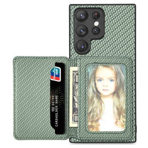 Carbon Fiber Magnetic Card Wallet Bag Phone Case, For Samsung Galaxy S22 5G, For Samsung Galaxy S22+ 5G, For Samsung Galaxy S22 Ultra 5G, For Samsung Galaxy S21 5G, For Samsung Galaxy S21+ 5G, For Samsung Galaxy S21 Ultra 5G, For Samsung Galaxy S20 FE ...