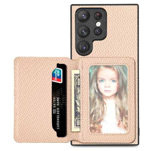 Carbon Fiber Magnetic Card Wallet Bag Phone Case, For Samsung Galaxy S22 5G, For Samsung Galaxy S22+ 5G, For Samsung Galaxy S22 Ultra 5G, For Samsung Galaxy S21 5G, For Samsung Galaxy S21+ 5G, For Samsung Galaxy S21 Ultra 5G, For Samsung Galaxy S20 FE ...