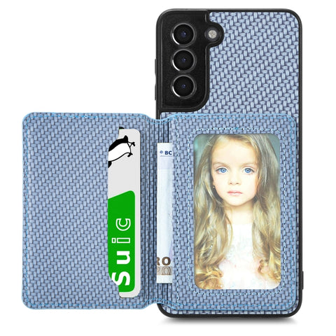 Carbon Fiber Magnetic Card Wallet Bag Phone Case, For Samsung Galaxy S22 5G, For Samsung Galaxy S22+ 5G, For Samsung Galaxy S22 Ultra 5G, For Samsung Galaxy S21 5G, For Samsung Galaxy S21+ 5G, For Samsung Galaxy S21 Ultra 5G, For Samsung Galaxy S20 FE ...