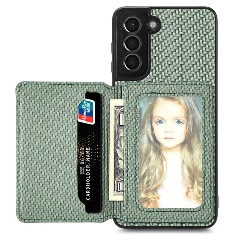 Carbon Fiber Magnetic Card Wallet Bag Phone Case, For Samsung Galaxy S22 5G, For Samsung Galaxy S22+ 5G, For Samsung Galaxy S22 Ultra 5G, For Samsung Galaxy S21 5G, For Samsung Galaxy S21+ 5G, For Samsung Galaxy S21 Ultra 5G, For Samsung Galaxy S20 FE ...