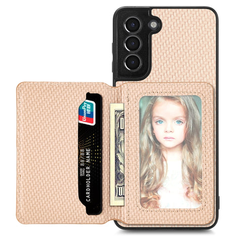 Carbon Fiber Magnetic Card Wallet Bag Phone Case, For Samsung Galaxy S22 5G, For Samsung Galaxy S22+ 5G, For Samsung Galaxy S22 Ultra 5G, For Samsung Galaxy S21 5G, For Samsung Galaxy S21+ 5G, For Samsung Galaxy S21 Ultra 5G, For Samsung Galaxy S20 FE ...