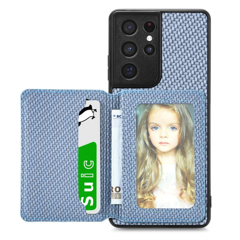 Carbon Fiber Magnetic Card Wallet Bag Phone Case, For Samsung Galaxy S22 5G, For Samsung Galaxy S22+ 5G, For Samsung Galaxy S22 Ultra 5G, For Samsung Galaxy S21 5G, For Samsung Galaxy S21+ 5G, For Samsung Galaxy S21 Ultra 5G, For Samsung Galaxy S20 FE ...