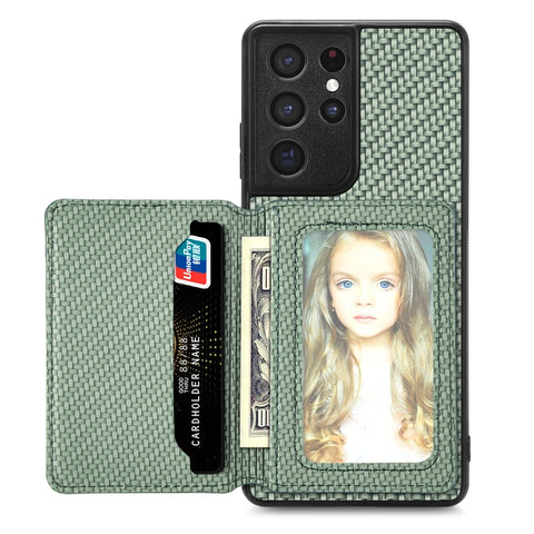 Carbon Fiber Magnetic Card Wallet Bag Phone Case, For Samsung Galaxy S22 5G, For Samsung Galaxy S22+ 5G, For Samsung Galaxy S22 Ultra 5G, For Samsung Galaxy S21 5G, For Samsung Galaxy S21+ 5G, For Samsung Galaxy S21 Ultra 5G, For Samsung Galaxy S20 FE ...