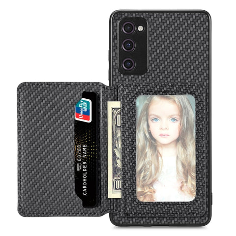 Carbon Fiber Magnetic Card Wallet Bag Phone Case, For Samsung Galaxy S22 5G, For Samsung Galaxy S22+ 5G, For Samsung Galaxy S22 Ultra 5G, For Samsung Galaxy S21 5G, For Samsung Galaxy S21+ 5G, For Samsung Galaxy S21 Ultra 5G, For Samsung Galaxy S20 FE ...