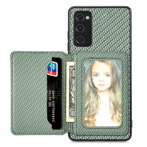 Carbon Fiber Magnetic Card Wallet Bag Phone Case, For Samsung Galaxy S22 5G, For Samsung Galaxy S22+ 5G, For Samsung Galaxy S22 Ultra 5G, For Samsung Galaxy S21 5G, For Samsung Galaxy S21+ 5G, For Samsung Galaxy S21 Ultra 5G, For Samsung Galaxy S20 FE ...