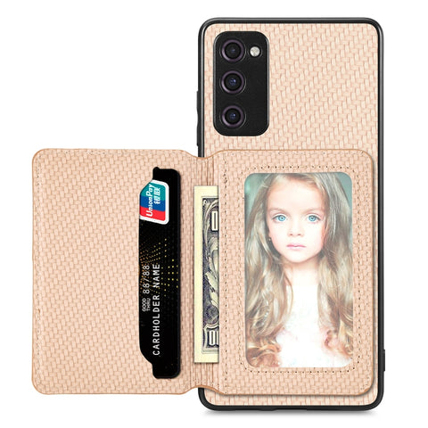 Carbon Fiber Magnetic Card Wallet Bag Phone Case, For Samsung Galaxy S22 5G, For Samsung Galaxy S22+ 5G, For Samsung Galaxy S22 Ultra 5G, For Samsung Galaxy S21 5G, For Samsung Galaxy S21+ 5G, For Samsung Galaxy S21 Ultra 5G, For Samsung Galaxy S20 FE ...