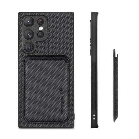 Carbon Fiber Leather Card Magsafe Magnetic Phone Case, For Samsung Galaxy S22 5G, For Samsung Galaxy S22+ 5G, For Samsung Galaxy S22 Ultra 5G, For Samsung Galaxy S21 5G, For Samsung Galaxy S21+ 5G, For Samsung Galaxy S21 Ultra 5G, For Samsung Galaxy S2...