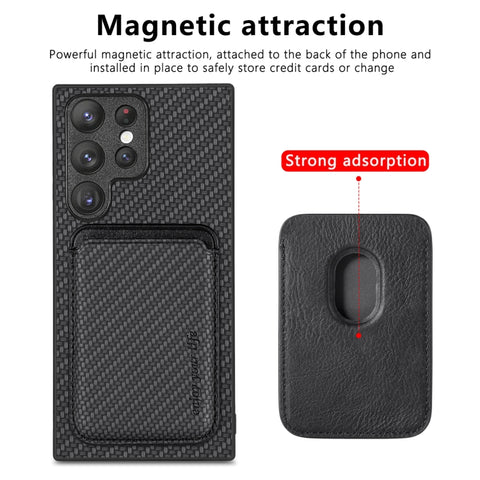 Carbon Fiber Leather Card Magsafe Magnetic Phone Case, For Samsung Galaxy S22 5G, For Samsung Galaxy S22+ 5G, For Samsung Galaxy S22 Ultra 5G, For Samsung Galaxy S21 5G, For Samsung Galaxy S21+ 5G, For Samsung Galaxy S21 Ultra 5G, For Samsung Galaxy S2...