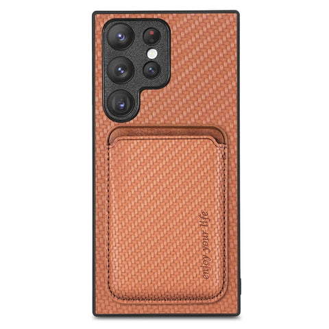 Carbon Fiber Leather Card Magsafe Magnetic Phone Case, For Samsung Galaxy S22 5G, For Samsung Galaxy S22+ 5G, For Samsung Galaxy S22 Ultra 5G, For Samsung Galaxy S21 5G, For Samsung Galaxy S21+ 5G, For Samsung Galaxy S21 Ultra 5G, For Samsung Galaxy S2...