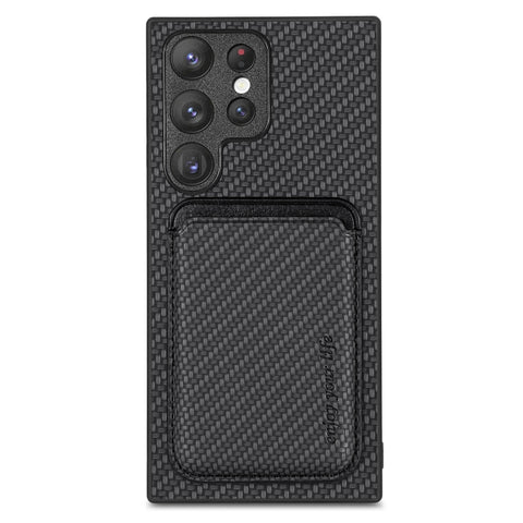 Carbon Fiber Leather Card Magsafe Magnetic Phone Case, For Samsung Galaxy S22 5G, For Samsung Galaxy S22+ 5G, For Samsung Galaxy S22 Ultra 5G, For Samsung Galaxy S21 5G, For Samsung Galaxy S21+ 5G, For Samsung Galaxy S21 Ultra 5G, For Samsung Galaxy S2...