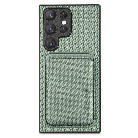 Carbon Fiber Leather Card Magsafe Magnetic Phone Case, For Samsung Galaxy S22 5G, For Samsung Galaxy S22+ 5G, For Samsung Galaxy S22 Ultra 5G, For Samsung Galaxy S21 5G, For Samsung Galaxy S21+ 5G, For Samsung Galaxy S21 Ultra 5G, For Samsung Galaxy S2...
