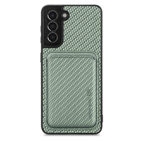 Carbon Fiber Leather Card Magsafe Magnetic Phone Case, For Samsung Galaxy S22 5G, For Samsung Galaxy S22+ 5G, For Samsung Galaxy S22 Ultra 5G, For Samsung Galaxy S21 5G, For Samsung Galaxy S21+ 5G, For Samsung Galaxy S21 Ultra 5G, For Samsung Galaxy S2...