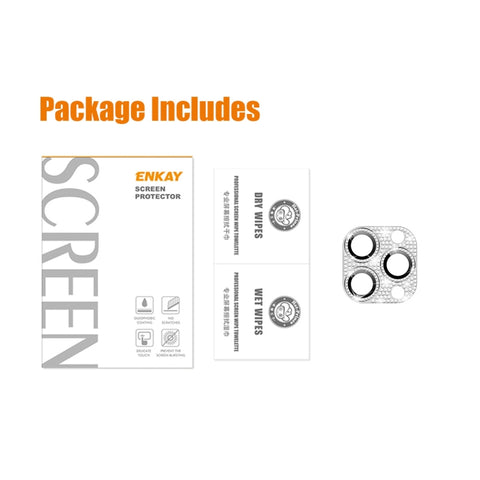 For iPhone 14 Pro / 14 Pro Max ENKAY Hat-Prince Blink Diamond Camera Lens Aluminium Alloy Tempered Glass Film, For iPhone 14 Pro / 14 Pro Max