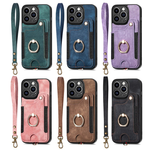 Retro Skin-feel Ring Multi-card Wallet Phone Case, For iPhone 14, For iPhone 14 Pro, For iPhone 14 Plus, For iPhone 14 Pro Max, For iPhone 13, For iPhone 13 Pro, For iPhone 13 Pro Max, For iPhone 13 mini