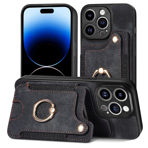 Retro Skin-feel Ring Multi-card Wallet Phone Case, For iPhone 14, For iPhone 14 Pro, For iPhone 14 Plus, For iPhone 14 Pro Max, For iPhone 13, For iPhone 13 Pro, For iPhone 13 Pro Max, For iPhone 13 mini