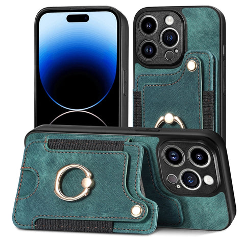 Retro Skin-feel Ring Multi-card Wallet Phone Case, For iPhone 14, For iPhone 14 Pro, For iPhone 14 Plus, For iPhone 14 Pro Max, For iPhone 13, For iPhone 13 Pro, For iPhone 13 Pro Max, For iPhone 13 mini