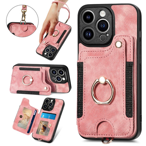 Retro Skin-feel Ring Multi-card Wallet Phone Case, For iPhone 12 mini, For iPhone 12, For iPhone 12 Pro, For iPhone 12 Pro Max, For iPhone 11, For iPhone 11 Pro, For iPhone 11 Pro Max, For iPhone X / XS