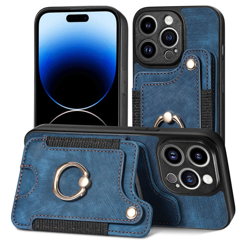Retro Skin-feel Ring Multi-card Wallet Phone Case, For iPhone 12 mini, For iPhone 12, For iPhone 12 Pro, For iPhone 12 Pro Max, For iPhone 11, For iPhone 11 Pro, For iPhone 11 Pro Max, For iPhone X / XS