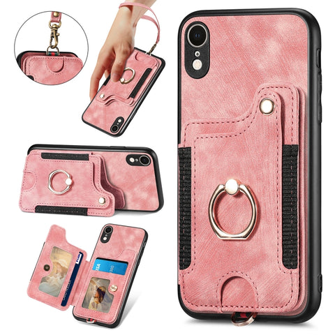 Retro Skin-feel Ring Multi-card Wallet Phone Case, For iPhone XR, For iPhone XS Max, For iPhone SE 2022 / SE 2020, For iPhone 7 Plus / 8 Plus