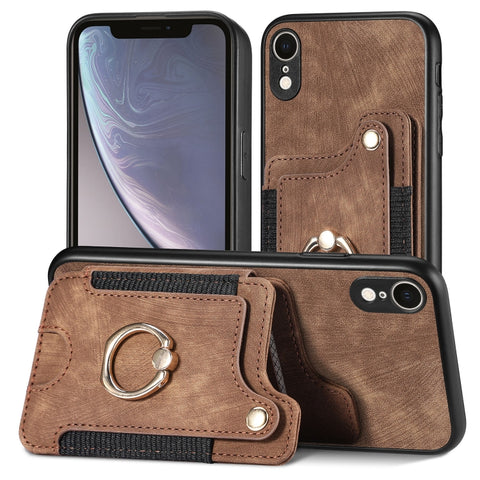 Retro Skin-feel Ring Multi-card Wallet Phone Case, For iPhone XR, For iPhone XS Max, For iPhone SE 2022 / SE 2020, For iPhone 7 Plus / 8 Plus