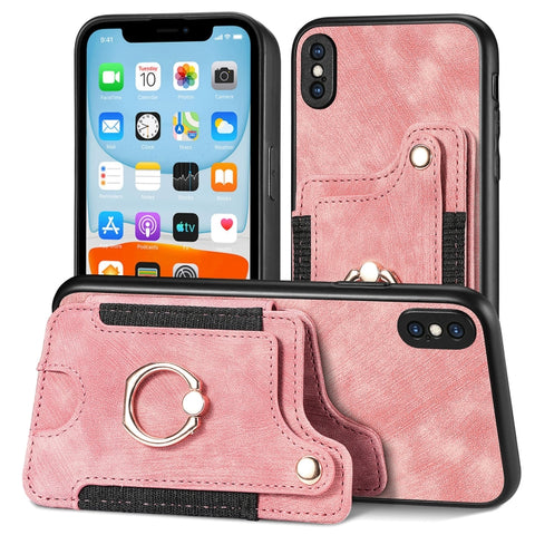 Retro Skin-feel Ring Multi-card Wallet Phone Case, For iPhone XR, For iPhone XS Max, For iPhone SE 2022 / SE 2020, For iPhone 7 Plus / 8 Plus