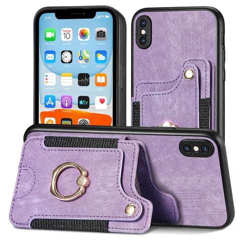 Retro Skin-feel Ring Multi-card Wallet Phone Case, For iPhone XR, For iPhone XS Max, For iPhone SE 2022 / SE 2020, For iPhone 7 Plus / 8 Plus