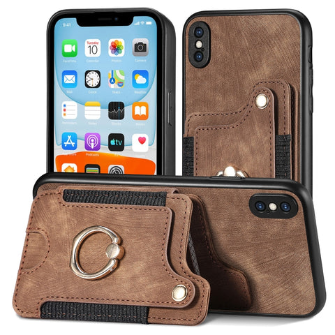 Retro Skin-feel Ring Multi-card Wallet Phone Case, For iPhone XR, For iPhone XS Max, For iPhone SE 2022 / SE 2020, For iPhone 7 Plus / 8 Plus