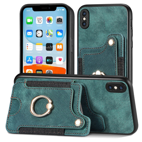 Retro Skin-feel Ring Multi-card Wallet Phone Case, For iPhone XR, For iPhone XS Max, For iPhone SE 2022 / SE 2020, For iPhone 7 Plus / 8 Plus