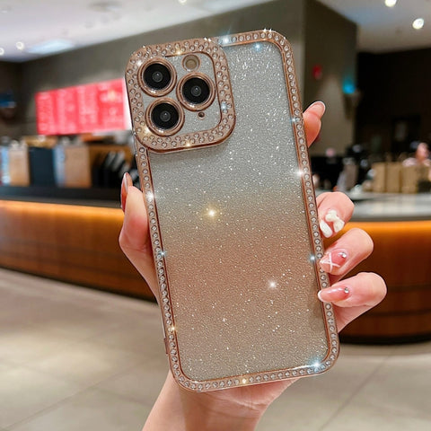 Diamond Gradient Glitter Plated TPU Phone Case, For iPhone 14 Pro Max, For iPhone 15 Plus, For iPhone 15, For iPhone 14 Plus, For iPhone 11 Pro