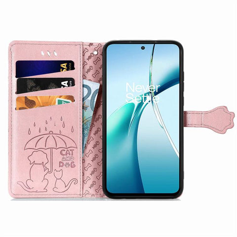 Cat and Dog Embossed Leather Phone Case, For Galaxy S26 FE 5G, For Galaxy A27 5G, For Galaxy A24 4G