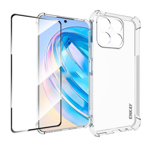 ENKAY Hat-Prince Transparent TPU Shockproof Phone Case with Glass Film, For Honor X7A 4G Global, For Honor X8A 4G Global