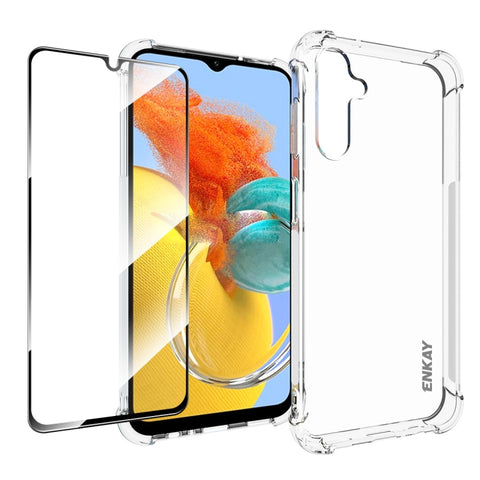 ENKAY Hat-Prince Transparent TPU Shockproof Phone Case with Glass Film, For Samsung Galaxy A24 4G, For Samsung Galaxy M14 5G, For Samsung Galaxy M54 5G, For Samsung Galaxy A34
