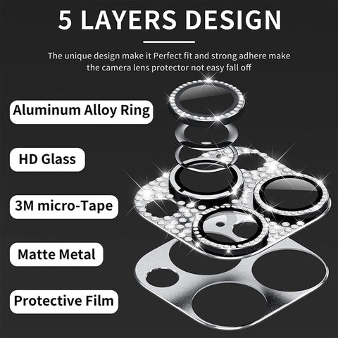 For iPhone 12 Pro Max ENKAY Hat-Prince Blink Diamond Camera Lens Aluminium Alloy Tempered Glass Film, For iPhone 12 Pro Max
