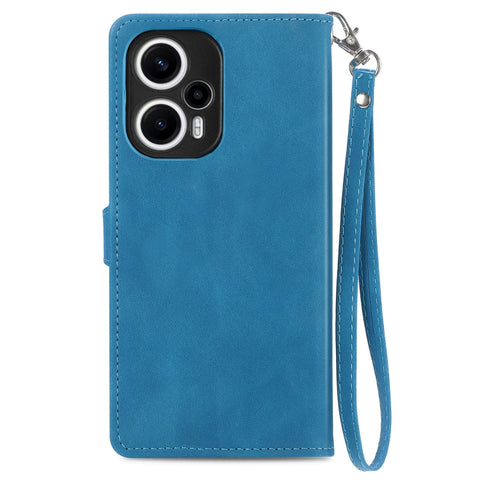 Embossed Flower Zipper Leather Phone Case, For Xiaomi POCO F5