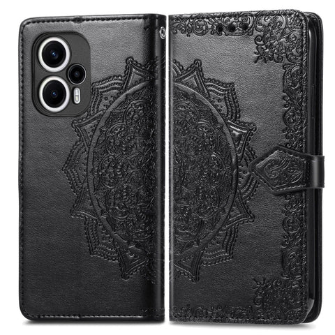 Mandala Flower Embossed Leather Phone Case, For Xiaomi Poco F5