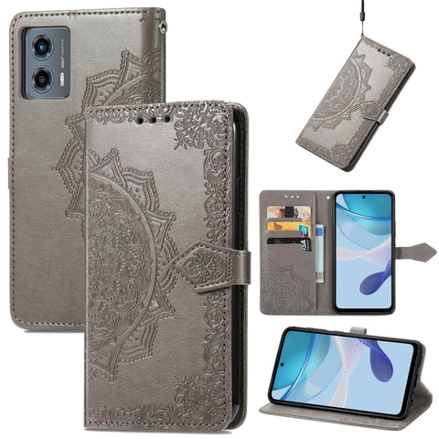 Mandala Flower Embossed Leather Phone Case, For Motorola Moto G 5G 2023