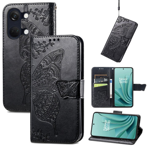 Butterfly Love Flower Embossed Leather Phone Case, For Oneplus Ace 6 Ultra, For OnePlus Nord 4, For OnePlus Ace 3, For OnePlus 12R, For OnePlus 12, For OnePlus Ace 2V