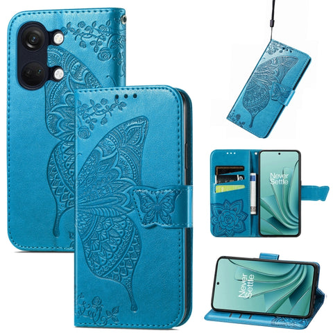 Butterfly Love Flower Embossed Leather Phone Case, For Oneplus Ace 6 Ultra, For OnePlus Nord 4, For OnePlus Ace 3, For OnePlus 12R, For OnePlus 12, For OnePlus Ace 2V