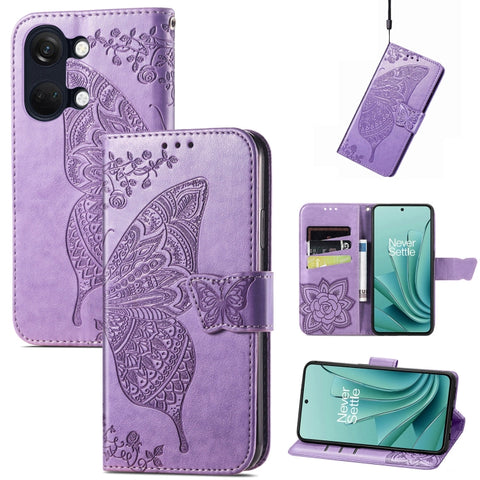 Butterfly Love Flower Embossed Leather Phone Case, For Oneplus Ace 6 Ultra, For OnePlus Nord 4, For OnePlus Ace 3, For OnePlus 12R, For OnePlus 12, For OnePlus Ace 2V