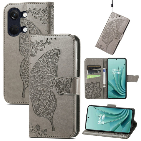 Butterfly Love Flower Embossed Leather Phone Case, For Oneplus Ace 6 Ultra, For OnePlus Nord 4, For OnePlus Ace 3, For OnePlus 12R, For OnePlus 12, For OnePlus Ace 2V