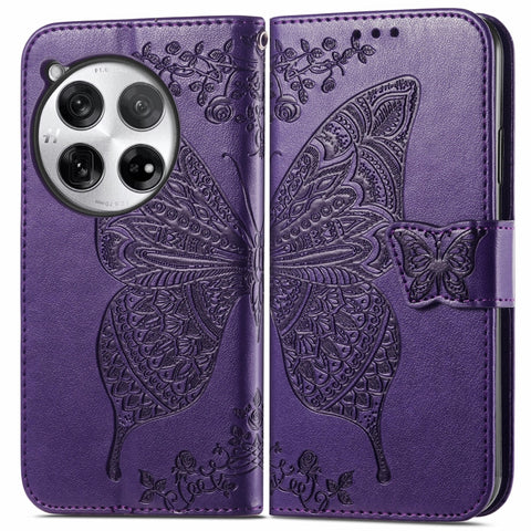 Butterfly Love Flower Embossed Leather Phone Case, For Oneplus Ace 6 Ultra, For OnePlus Nord 4, For OnePlus Ace 3, For OnePlus 12R, For OnePlus 12, For OnePlus Ace 2V