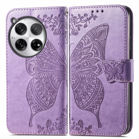 Butterfly Love Flower Embossed Leather Phone Case, For Oneplus Ace 6 Ultra, For OnePlus Nord 4, For OnePlus Ace 3, For OnePlus 12R, For OnePlus 12, For OnePlus Ace 2V