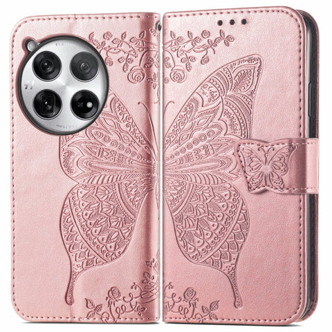 Butterfly Love Flower Embossed Leather Phone Case, For Oneplus Ace 6 Ultra, For OnePlus Nord 4, For OnePlus Ace 3, For OnePlus 12R, For OnePlus 12, For OnePlus Ace 2V