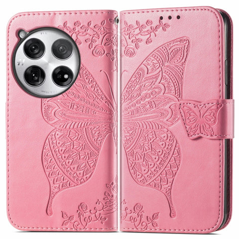 Butterfly Love Flower Embossed Leather Phone Case, For Oneplus Ace 6 Ultra, For OnePlus Nord 4, For OnePlus Ace 3, For OnePlus 12R, For OnePlus 12, For OnePlus Ace 2V